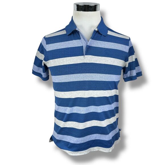 Paul & Shark Yachting Polo Shirt Men’s Medium Blue Gray Striped Italy Cotton - Picture 1 of 12